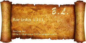 Barinka Lili névjegykártya